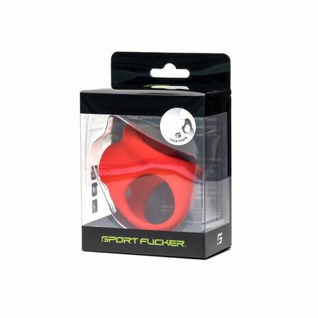 Sport Fucker - Cock Chute - Rekbare Cockring en Ballenspreider - Liquid Siliconen - Rood