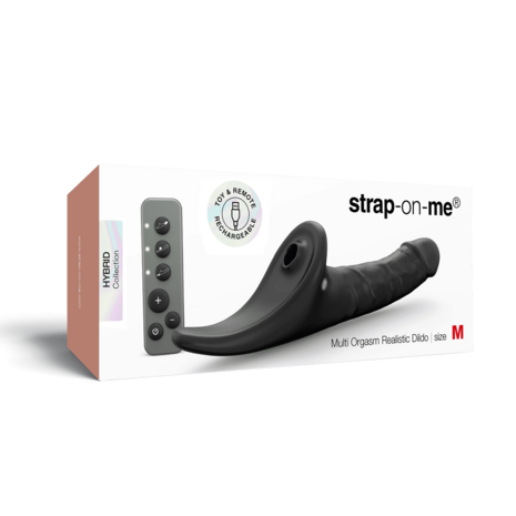 Strap-On-Me - Multi Orgasm Realistische Dildo - Strapless Strap-on met Flapper Technologie - Zwart - Medium