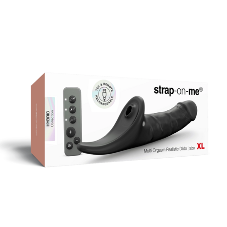 Strap-On-Me - Multi Orgasm Realistische Dildo - Strapless Strap-on met Flapper Technologie - Zwart - X-Large