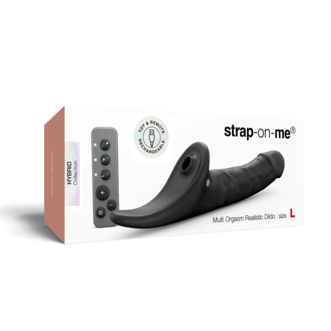 Strap-On-Me - Multi Orgasm Realistische Dildo - Strapless Strap-on met Flapper Technologie - Zwart - Large