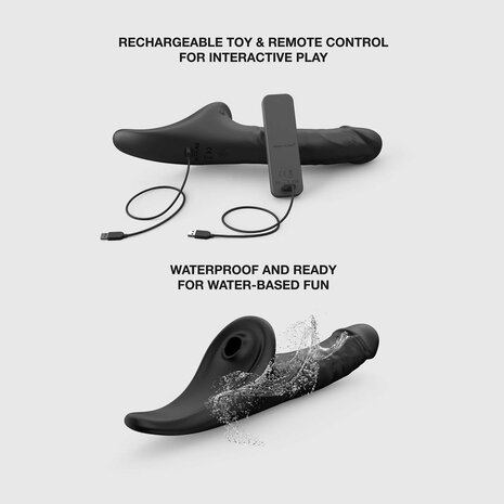 Strap-On-Me - Multi Orgasm Realistische Dildo - Strapless Strap-on met Flapper Technologie - Zwart - Large