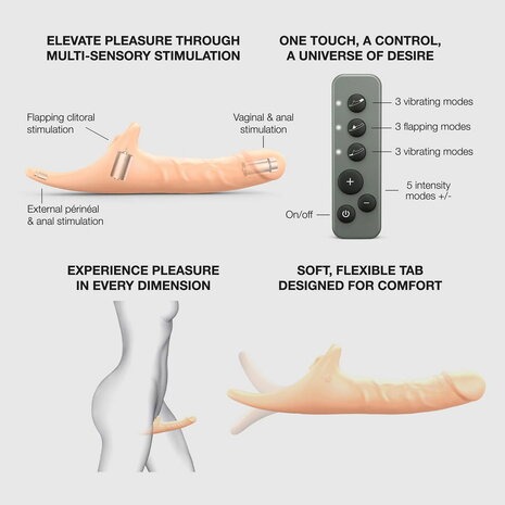 Strap-On-Me - Multi Orgasm Realistische Dildo - Strapless Strap-on met Flapper Technologie - Lichte Huidskleur - Medium