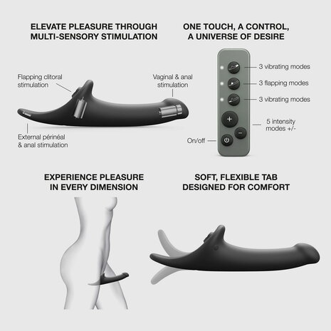 Strap-On-Me - Multi Orgasm Dildo - Strapless Strap-on met Luchtdruk Stimulatie - Zwart - Medium