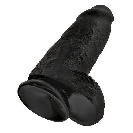 Pipedream King Cock - Zwarte Extra Dikke Dildo met Scrotum - 23 cm - Zwart