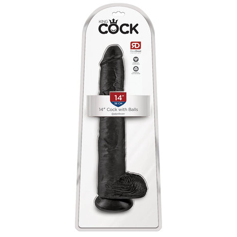 Pipedream King Cock - Zwarte Dildo met Scrotum - 35 cm - Zwart