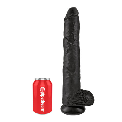 Pipedream King Cock - Zwarte Dildo met Scrotum - 35 cm - Zwart