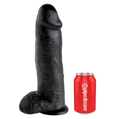 Pipedream King Cock - Zwarte Dildo met Scrotum - 30 cm - Zwart