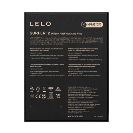 LELO - Surfer 2 - Unisex Vibrerende Anaalplug - Paars