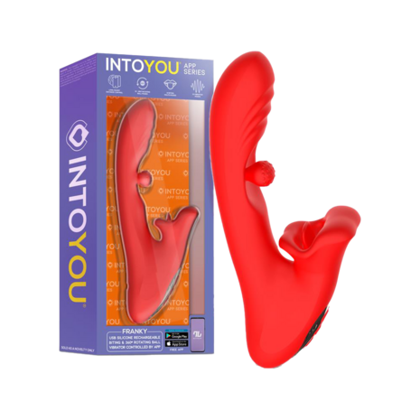 IY - Franky - Knabbelende Vibrator met Roterende Bal - Met App Control - Rood