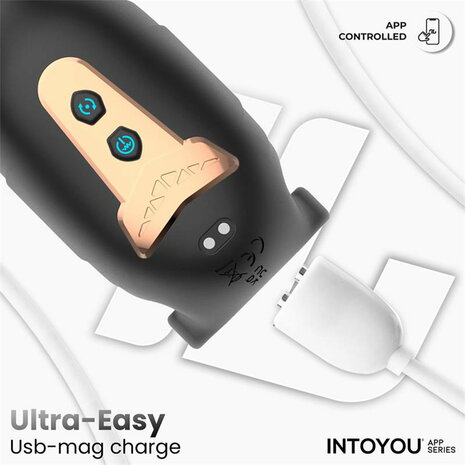 IY - Zonte - Roterende en Vibrerende Cap Masturbator - App Control &ndash; Zwart