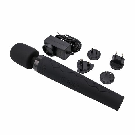 Pixey Deluxe - Black Velvet - Wand Vibrator - Medium - Large