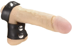 Rimba - Penisband Met ballstretcher Van Leer - Verstelbaar