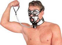 Ledapol - Leder Masker met halsband oogkleppen en mondknevel - dik tuigleer Ledapol - Leder Masker met halsband oogkleppen en mondknevel - dik tuigleer