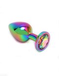 Rimba - Pisa - Rainbow RVS Buttplug Met Siersteen