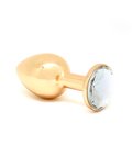 Gouden buttplug klein met kristal - transparant Gouden buttplug klein met kristal - transparant