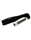 Rimba - Suede Flogger Met Glazen Handvat En Kristal - Zwart