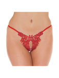 Amorable By Rimba - Luxe Kanten Flowers String Met Open Kruis - Rood Amorable By Rimba - Luxe Kanten Flowers String Met Open Kruis - Rood