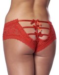 Kanten slip met open achterkant en strikjes - rood Kanten slip met open achterkant en strikjes - rood