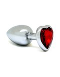 Rimba - Buttplug Small Met Kristal In hartvorm - Rood