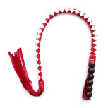 Kiotos - Mahogany Single Tail Zweep PU Leer - Rood/Wit Kiotos - Mahogany Single Tail Zweep PU Leer - Rood/Wit