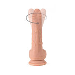 Virgite roterende vibrerende dildo van 21 cm met ballen en remote control - lichte huidskleur Virgite roterende vibrerende dildo van 21 cm met ballen en remote control - lichte huidskleur
