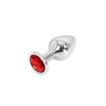 Kiotos - Buttplug aluminium met rood kristal - medium Kiotos - Buttplug aluminium met rood kristal - medium