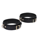 Dark Secret Exclusieve Lederen dijbeen boeien met goud metalen beslag - zwart/goud - maat M/L Dark Secret Exclusieve Lederen dijbeen boeien met goud metalen beslag - zwart/goud - maat M/L