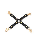 Dark Secret Exclusieve Lederen Hogtie Bondagehulp met goud metalen beslag - zwart/goud Dark Secret Exclusieve Lederen Hogtie Bondagehulp met goud metalen beslag - zwart/goud