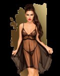 Penthouse - Kanten Babydoll Met String - Naughty Doll - Zwart - maat S/M