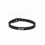 Liebe Seele - Smalle Choker Met Gouden Letters - Slut - Italiaans Kwaliteitsleder - Zwart Liebe Seele - Smalle Choker Met Gouden Letters - Slut - Italiaans Kwaliteitsleder - Zwart