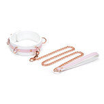 Liebe Seele - Fairy - Leren Collar met Leiband - Roze/Wit Liebe Seele - Fairy - Leren Collar met Leiband - Roze/Wit
