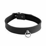 Kiotos Leather - Collar met Kleine O-ring - Leder - Zwart
