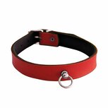 Kiotos Leather - Collar met Kleine O-ring - Leder - Rood