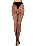 Ballerina - Open Kruis Panty - Flower Scrolls - 20 denier - Zwart - Maat S/M Ballerina - Open Kruis Panty - Flower Scrolls - 20 denier - Zwart - Maat S/M