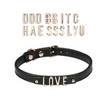 Liebe Seele - Lederen DIY Collar Met Verwisselbare Gouden Letters - Zwart Liebe Seele - Lederen DIY Collar Met Verwisselbare Gouden Letters - Zwart