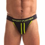 Sport Fucker - Jersey Jockstrap Herenslip - Zwart/Geel - Maat XL