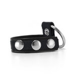 Black Label - Leren Cockstrap met Metalen Penisring - Zwart Black Label - Leren Cockstrap met Metalen Penisring - Zwart