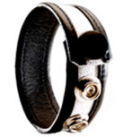 Black Label - Lederen Cockring - 3 Drukknopen - Zwart/Wit Black Label - Lederen Cockring - 3 Drukknopen - Zwart/Wit