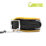 Brutus - Tuiglederen Zwart/Gele Afsluitbare Collar -  Leather Collar Black Yellow Brutus - Tuiglederen Zwart/Gele Afsluitbare Collar -  Leather Collar Black Yellow