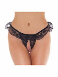 Amorable by Rimba - Burlesque Tanga Met Open Kruis - Zwart - One Size Amorable by Rimba - Burlesque Tanga Met Open Kruis - Zwart - One Size