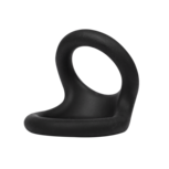 Rimba - Rekbare Siliconen Dubbele Cockring - Zwart - Maat M