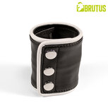 Brutus - Lederen Polsportemonnee met Rits - Zwart/Wit