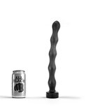 All Black - Lange Geribbelde Buttplug - 32 cm - Zwart