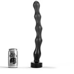All Black - Lange Buttplug met Ribbels - 41,5 x 4,5 cm - Zwart