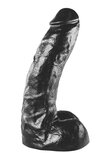 All Black - Realistische Dildo met Scrotum - 25.5 x 6.7 cm - Zwart