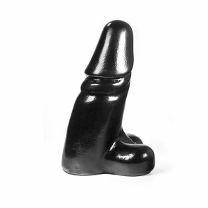 Dark Crystal - Dildo Met Balzak - 35 x 12 cm - Zwart