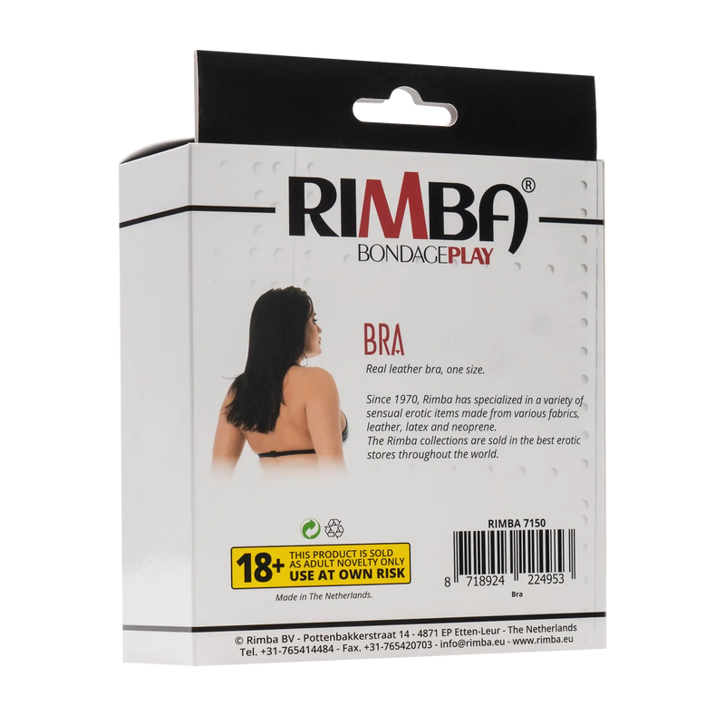Rimba Bondage Play - Leren BH Top met Clipsluiting Achter - Zwart