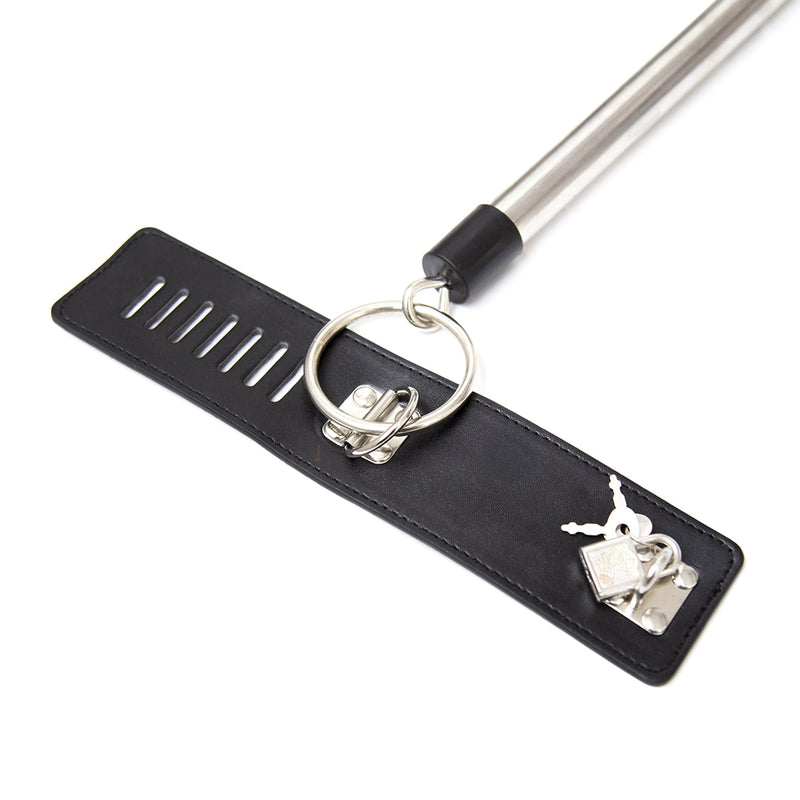 Smart Moves - Bondagestang met Collar en Handboeien - Zwart/Zilver-Erotiekvoordeel.nl