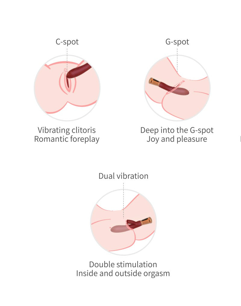 Viotec - Mina - Tarzan Vibrator - Rabbit Vibrator - Dubbele Stimuatie - Goud en Wijnrood - Luxueus Zacht Siliconen