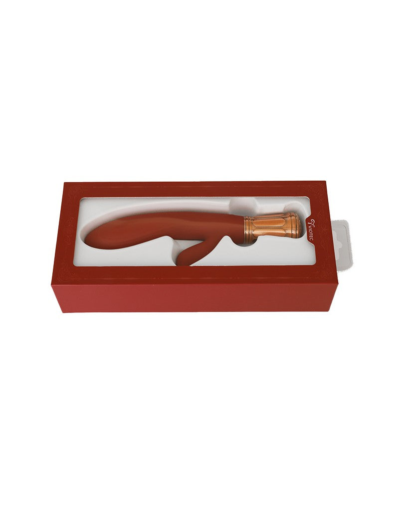 Viotec - Mina - Tarzan Vibrator - Rabbit Vibrator - Dubbele Stimuatie - Goud en Wijnrood - Luxueus Zacht Siliconen